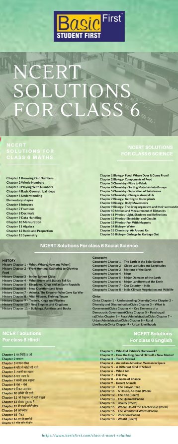 NCERT Solutions For class 6