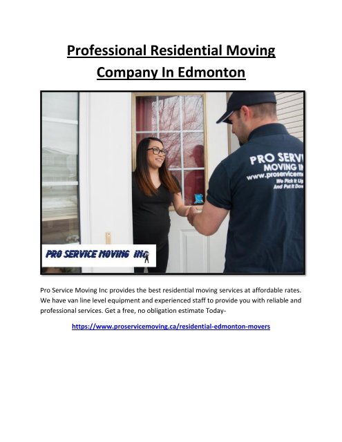 Professional Residential Moving Company In Edmonton