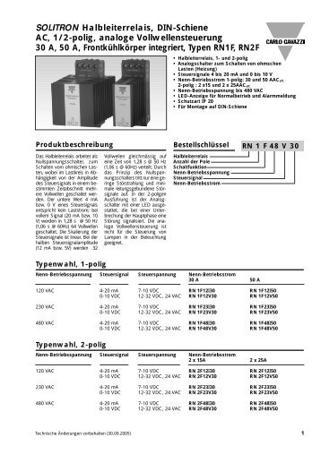 SOLITRON Halbleiterrelais, DIN-Schiene AC, 1/2-polig, analoge ...