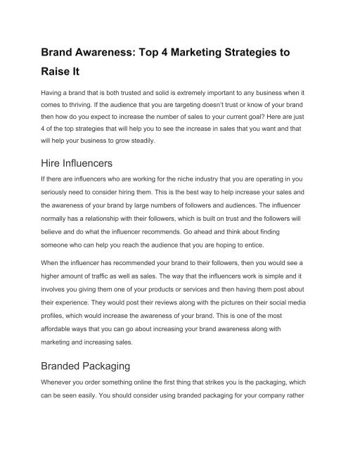 Brand Awareness_ Top 4 Marketing Strategies to Raise It