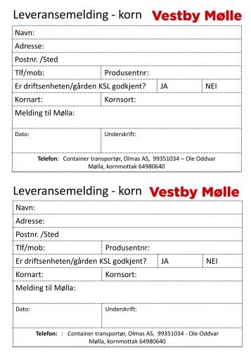 Leveransemelding korn 2019 20