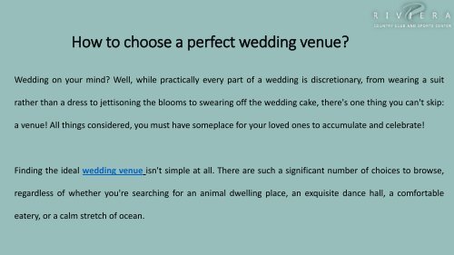 How to choose a perfect wedding venue?