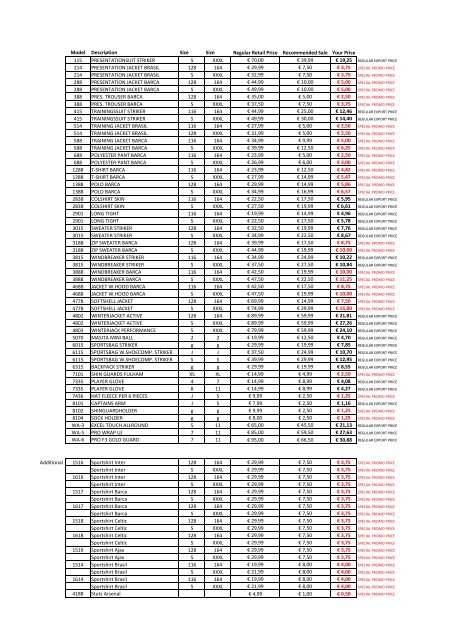 price list Clearance 2019