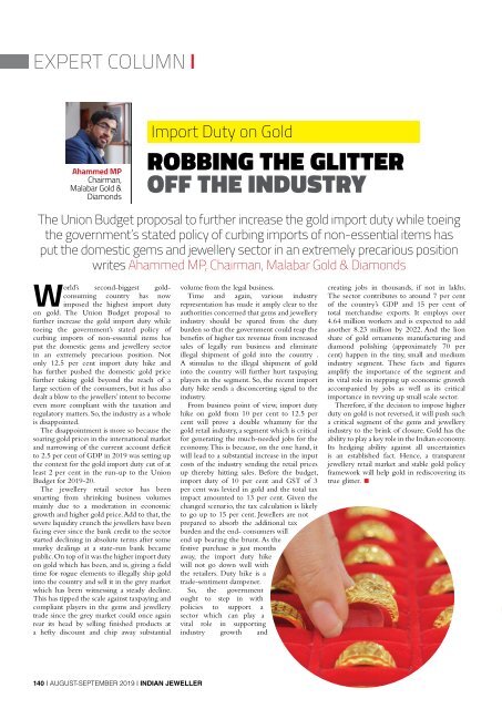 Indian Jeweller (IJ) Magazine August -September 2019