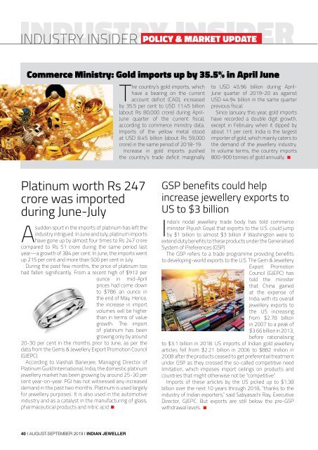 Indian Jeweller (IJ) Magazine August -September 2019