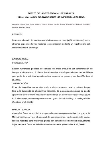 efecto del aceite esencial de naranja sobre hongo aspergillus flavus 