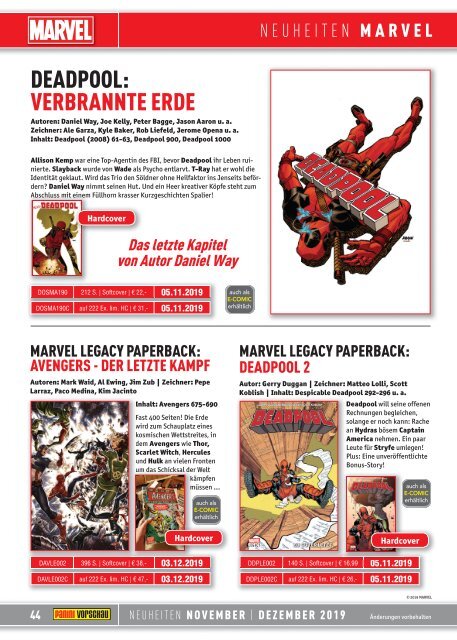 Panini Vorschau 88 - Neuheiten November/Dezember 2019