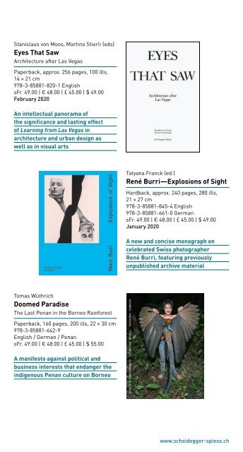 Flyer New and Selected Titles 2019/20 Scheidegger & Spiess