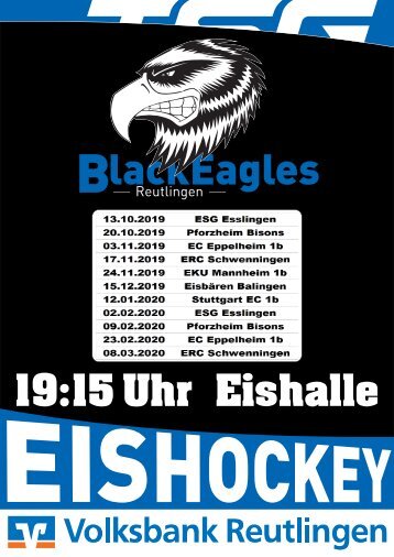 TSG Reutlingen Black Eagles Eishockey Heimspiele 2019/20