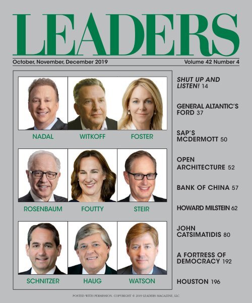 Leaders Magazine, Fall 2019 | Miles S. Nadal on The Power Of Human Capital  