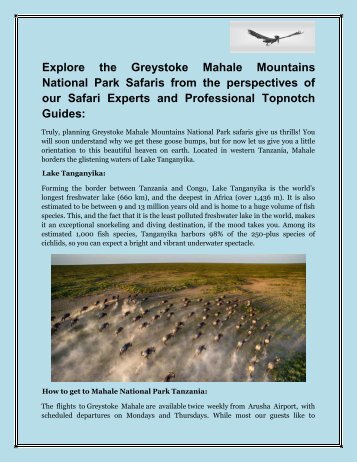 UPDATED Explore the Greystoke Mahale Mountains National Park Safaris through our Safari Expert &amp; Tour Guides (1)