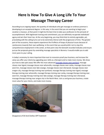 Here Is How To Give A Long Life To Your Massage Therapy Career