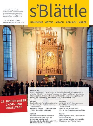 s'Blättle Nr. 41 - Do, 10. Oktober 2019