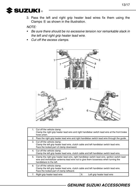 HEATER SET, GRIP INSTALLATION INSTRUCTIONS  DL650AL7 XAL7  57100-28840