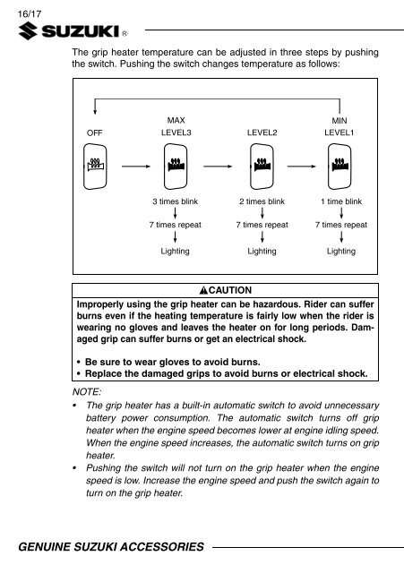 HEATER SET, GRIP INSTALLATION INSTRUCTIONS  DL650AL7 XAL7  57100-28840