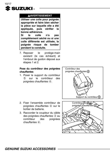 HEATER SET, GRIP INSTALLATION INSTRUCTIONS  DL650AL7 XAL7  57100-28840