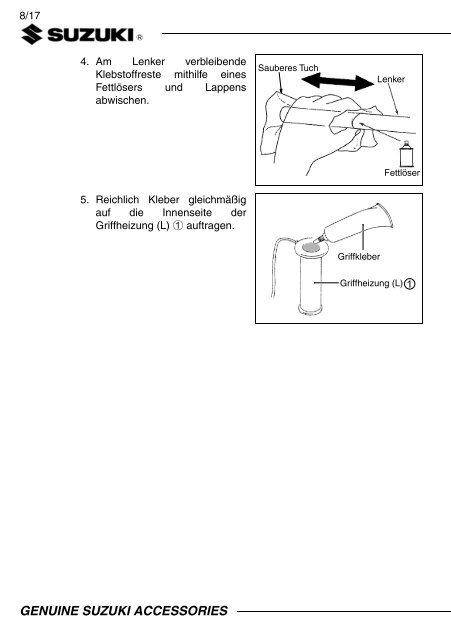 HEATER SET, GRIP INSTALLATION INSTRUCTIONS  DL650AL7 XAL7  57100-28840