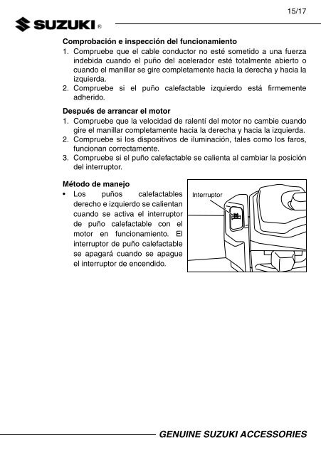 HEATER SET, GRIP INSTALLATION INSTRUCTIONS  DL650AL7 XAL7  57100-28840