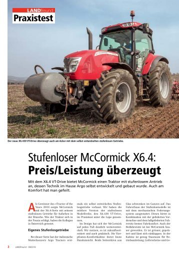 McCormick X6.430VTDrive Landfreund Oktober 2019