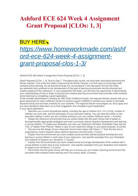 Ashford ECE 624 Week 4 Assignment Grant Proposal [CLOs- 1, 3]