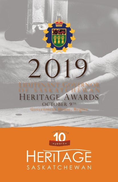 2019 Lieutenant Governor of Saskatchewan Heritage Awards Program