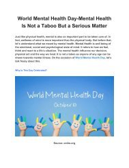 World Mental Health Day-Mental Health Is Not a Taboo But a Serious Matter