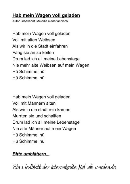Hab Mein Wagen Voll Geladen Mal Alt Werden