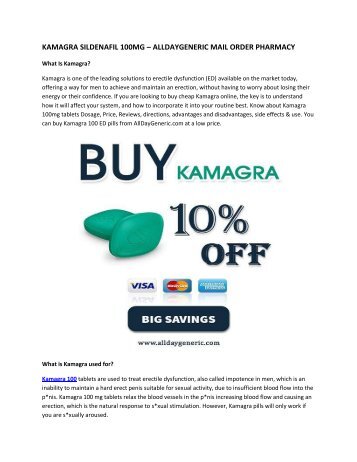 kamagra Sildenafil 100mg at Alldaygeneric Mail Order pharmacy