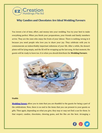 Why Candies and Chocolates Are Ideal Wedding Favours