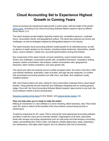 Cloud Accounting Set to Experience Highest Growth in Coming Years