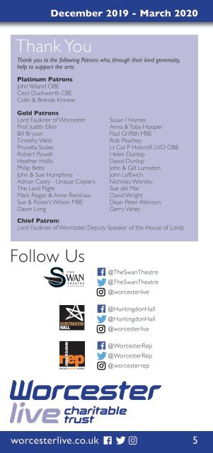 The Swan Theatre & Huntingdon Hall Programme of Events