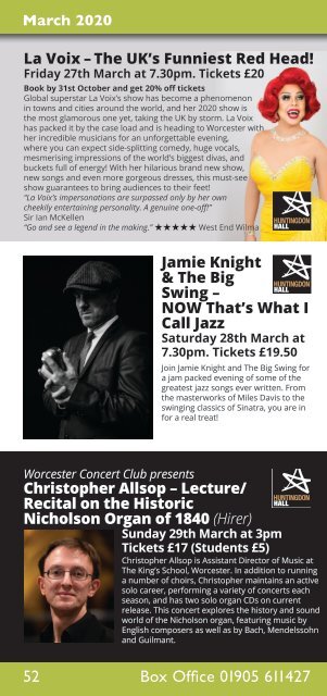 The Swan Theatre & Huntingdon Hall Programme of Events