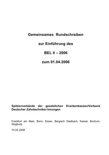 Gemeinsames Rundschreiben zur Einführung des BEL II – 2006 ...