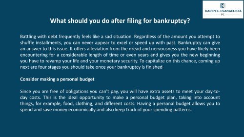 What should you do after filing for bankruptcy