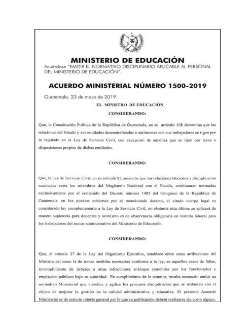 414495921-ACUERDO-MINISTERIAL-1500-2019-Normativa -Disciplinario-Aplicable-Al-Personal-Del-Ministerio-de-Educacion
