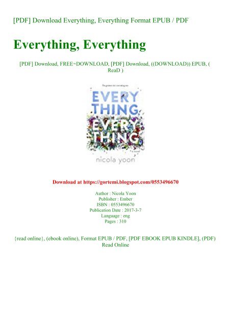 Pdf Download Everything Everything Format Epub Pdf