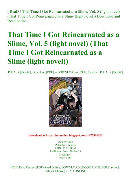 ReaD ) That Time I Got Reincarnated as a Slime Vol. 5 (light novel) (That  Time I