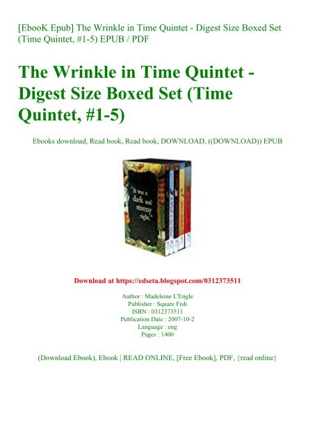 Ebook Epub The Wrinkle In Time Quintet Digest Size Boxed Set Time Quintet 1 5 Epub