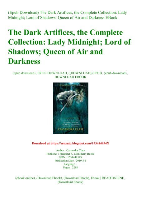 Epub Download The Dark Artifices The Complete Collection Lady Midnight Lord Of Shadows Queen Of