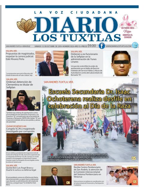 Edición de Diario Los Tuxtlas del día 12 de octubre de 2019