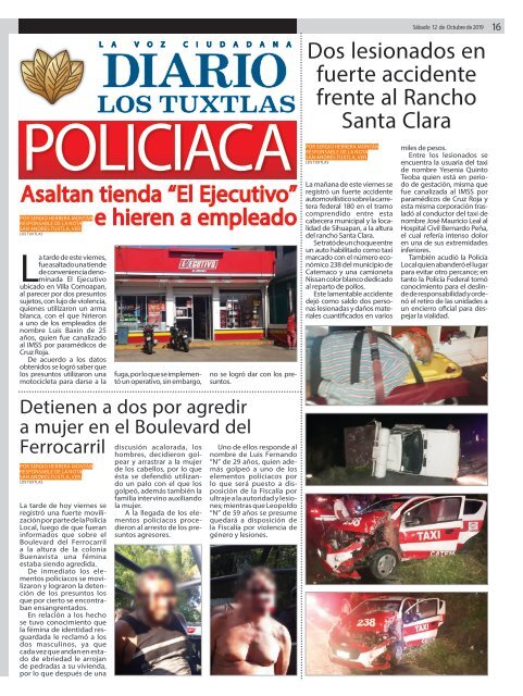 Edición de Diario Los Tuxtlas del día 12 de octubre de 2019