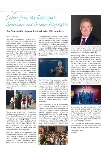 DCIS Newsletter September and October 2019