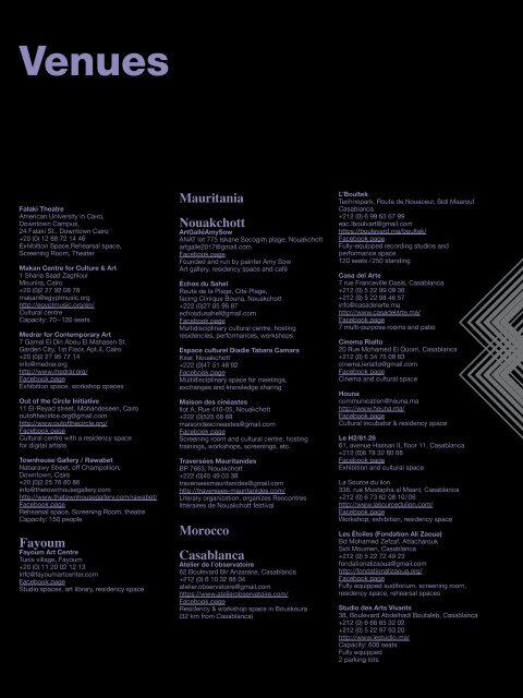 Art Moves Africa – Retracing Roots and Tracing New Routes: Mobility and Touring in North Africa