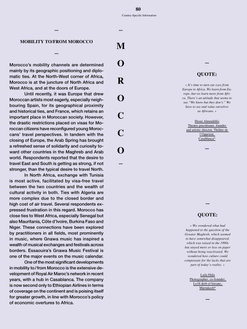 Art Moves Africa – Retracing Roots and Tracing New Routes: Mobility and Touring in North Africa