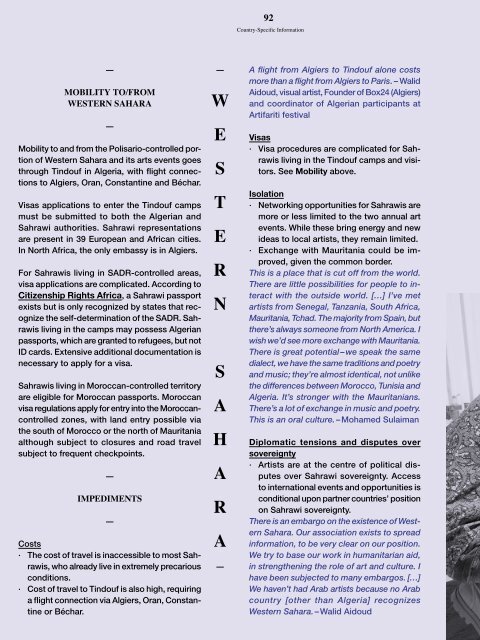 Art Moves Africa – Retracing Roots and Tracing New Routes: Mobility and Touring in North Africa