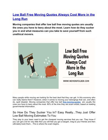 Low Ball Free Moving Quotes Always Cost More in the Long Run