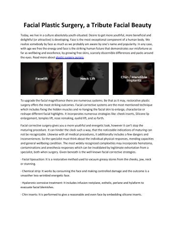 Facial Plastic Surgery, a Tribute Facial Beauty