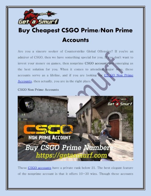 Buy Cheapest CSGO Prime Non Prime Accounts