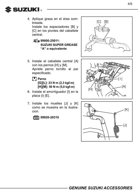 Suzuki CENTER STAND SET INSTALLATION INSTRUCTIONS DL650AL7/XAL7 42100-06870