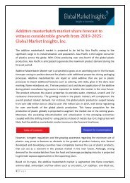 Additive masterbatch market share forecast to witness considerable growth from 2019-2025